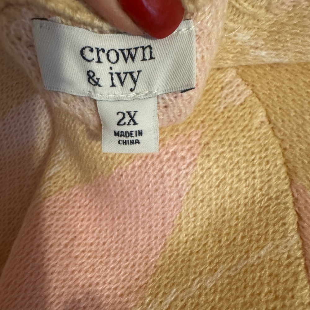 NWT  Retail: $70  SPRING Pastel Argyle Sweater  PLUS: 2X    CL-56 - Picture 7 of 9